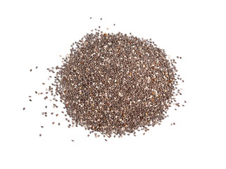 Wall Mural - Chia seeds closeup isolated on white background