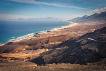 Wall Mural - Panoramic view of Barlovento beach in Cofete, Fuerteventura, Canary Islands, Spain