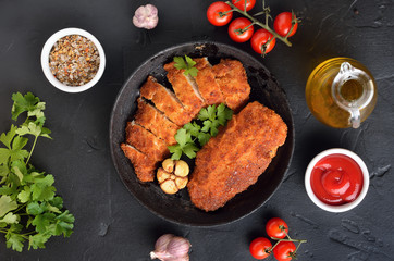 Poster - Chicken breast in frying pan