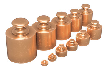 Scale Calibration Weights from brass, 3D rendering