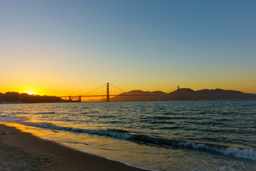 Wall Mural - Bridge Golden Gate at San Francisco sunset