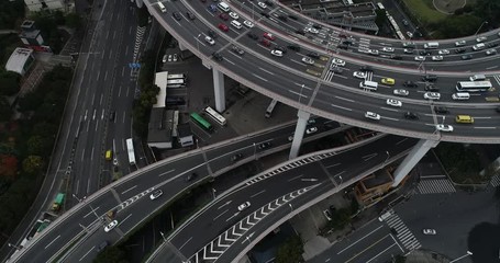 Wall Mural - Aerial view of Nanpu Bridge Nanpu Bridge Approach Bridge in Shanghai, the Chinese characters on the road indicate where you are going, it mean 