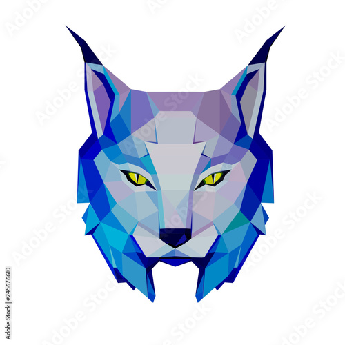 Fotografía low poly portrait of a lynx in cold tones, , sketch vector graphic colour illust