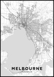 Fototapeta  - Melbourne (Australia) city map. Black and white poster with map of Melbourne. Scheme of streets and roads of Melbourne.