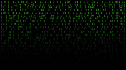 01 or binary numbers on the computer screen on monitor matrix background, digital data code in hacke