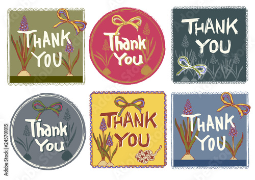 Thank You ありがとう ムスカリの手書きイラスト素材 Stock Vector Adobe Stock