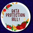© Zofia - Word writing text Data Protection Bill. Business concept for control how demonstratingal or customer information is used Hand Drawn Lamb Chops Herb Spice Cherry Tomatoes on Blank Color Plate