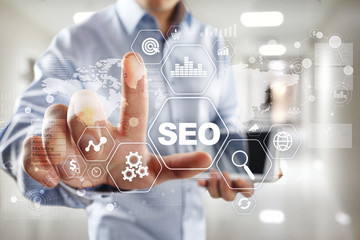 Wall Mural - seo search engine optimization, digital marketing, business internet technology concept.