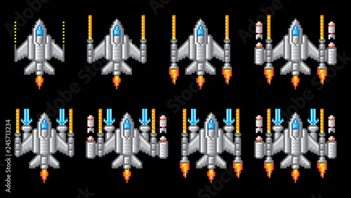 Space ship 8 bit pixel art ...