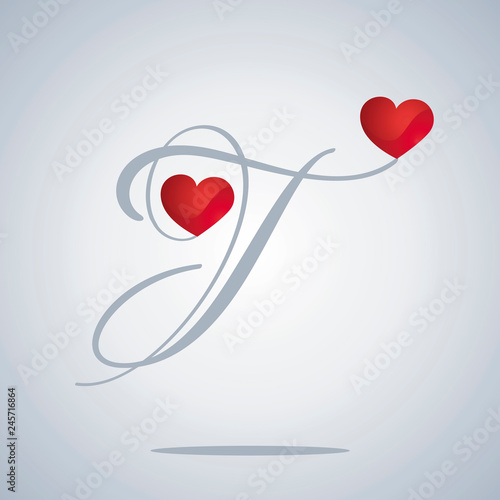 Lovers Two Hearts T Caps Valentines Letter Red Grey Background