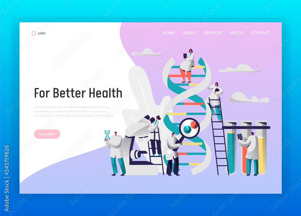 Bioanalyzer Layout Cartoon Chemical Laboratory Test Dna Data Landing Page. Medical Pharmaceutical ...