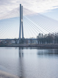 Fototapeta Mosty linowy / wiszący - Bridge over the river in Wroclaw, Poland