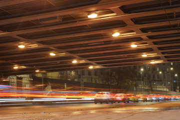 Wall Mural - Details and lines of bridge structure and moving cars