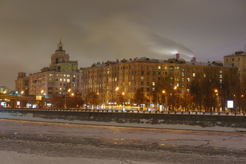 Wall Mural - Winter cityscape at night time