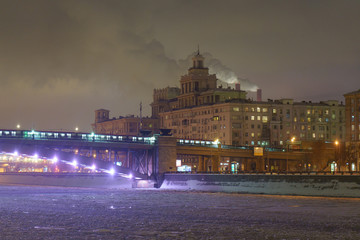 Wall Mural - Winter cityscape at night time