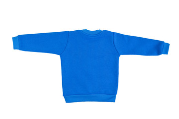 Wall Mural - Children blue long sleeve sweater isolated on a white background. Back view
