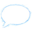 Blue ellipse speech bubble icon with watercolor paint texture isolated on white background.