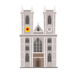 Wall Mural - Westminster Abbey vector Illustration. England landmark, London city symbol cartoon style. Isolated white background