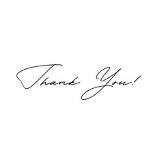 Wall Mural - Thank You handwritten inscription. Hand drawn lettering. Thank You calligraphy. Thank you card. Vector illustration isolated on white.