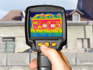 Wall Mural - Detecting Heat Loss Outside building Using Thermal Camera