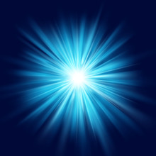 Deep Blue Glow Star Burst Flare Explosion Transparent Light Effect. EPS 10