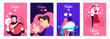 © sweet kiwi - set of postcards to the day of saint Valentin. vector cartoon illustration
