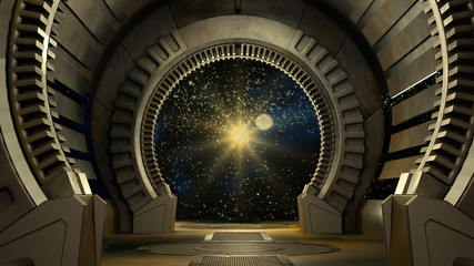Wall Mural - Space environment, ready for comp of your characters.3D rendering