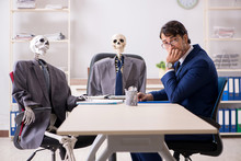 Funny Business Meeting With Boss And Skeletons