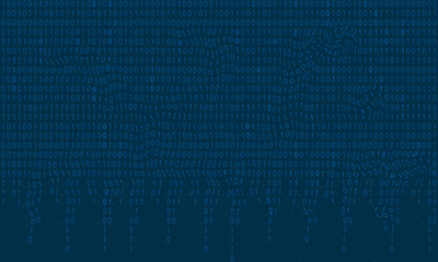 Falling binary code background. Digital technology wallpaper. Vector graphic illustration.
