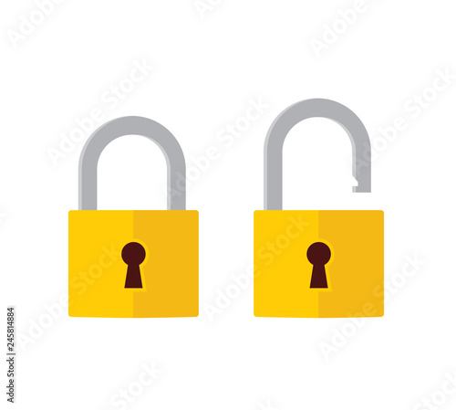 Cuadros en Lienzo Lock open and lock closed icons. Padlock symbol - stock vector.