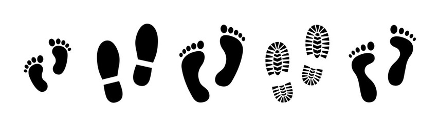 Set different human footprints. Baby footprint - stock vector.