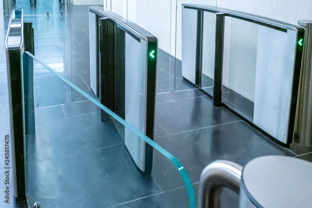 Turnstiles. Checkpoint. Automatic access control. Access system in the ...