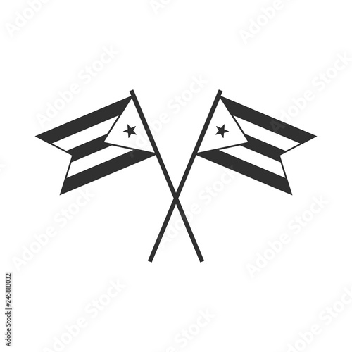 Photo Cuba flag icon in black outline flat design