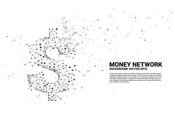 Poster - Vector money dollar icon from Polygon dot connect line. Concept for financial network connection.