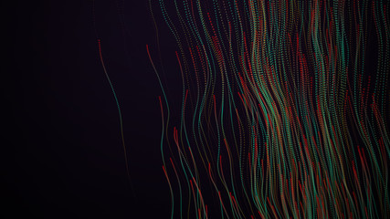 Wall Mural - abstract big data visualization. long exposure neon lights background. abstract data flow background