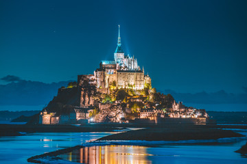 Mont Saint-Michel at twilight, Normandy, France