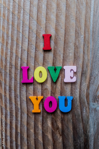 Carte De Saint Valentin I Love You En Lettres Couleur Sur Fond Bois Buy This Stock Photo And Explore Similar Images At Adobe Stock Adobe Stock