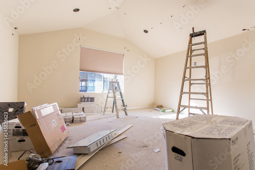 House Renovation With Holes In Wall And Ceiling Ladder And