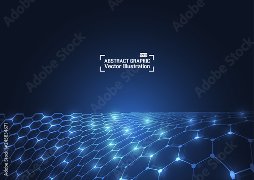 Abstract technology blue hexagons pattern background for Network connection c...