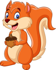 Wall Mural - cartoon squirrel holding nut