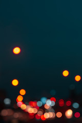 Wall Mural - abstract blurred light in night time of urban with bokeh background.