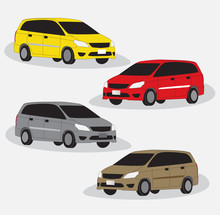 Set Of MPV Car Vector And Illustration