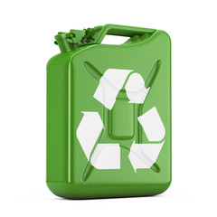 Aufkleber - Eco Fuel Concept. Green Metal Jerrycan with Recycle Sign. 3d Rendering