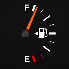 Aufkleber - Fuel Dashboard Gauge Showing a Full Tank. 3d Rendering