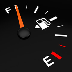 Aufkleber - Fuel Dashboard Gauge Showing a Full Tank. 3d Rendering