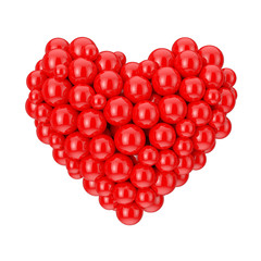 Poster - Many Red Spheres in Shape of Love Heart Symbol. 3d Rendering