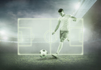 Sticker - Soccer player on a football field in dynamic action 