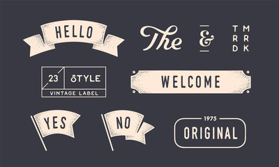 Wall Mural - set of vintage graphic. design elements, linear drawing
