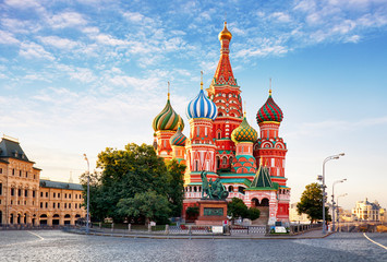 Canvas Print - Moscow, St. Basil's Cathedral in Red square, Russia