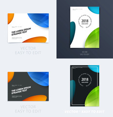 Wall Mural - Design of brochure smooth soft template. Creative abstract set, annual report, horizontal cover, flyer in A4 with colourful smooth shapes for branding, exhibition. Business vector presentation.